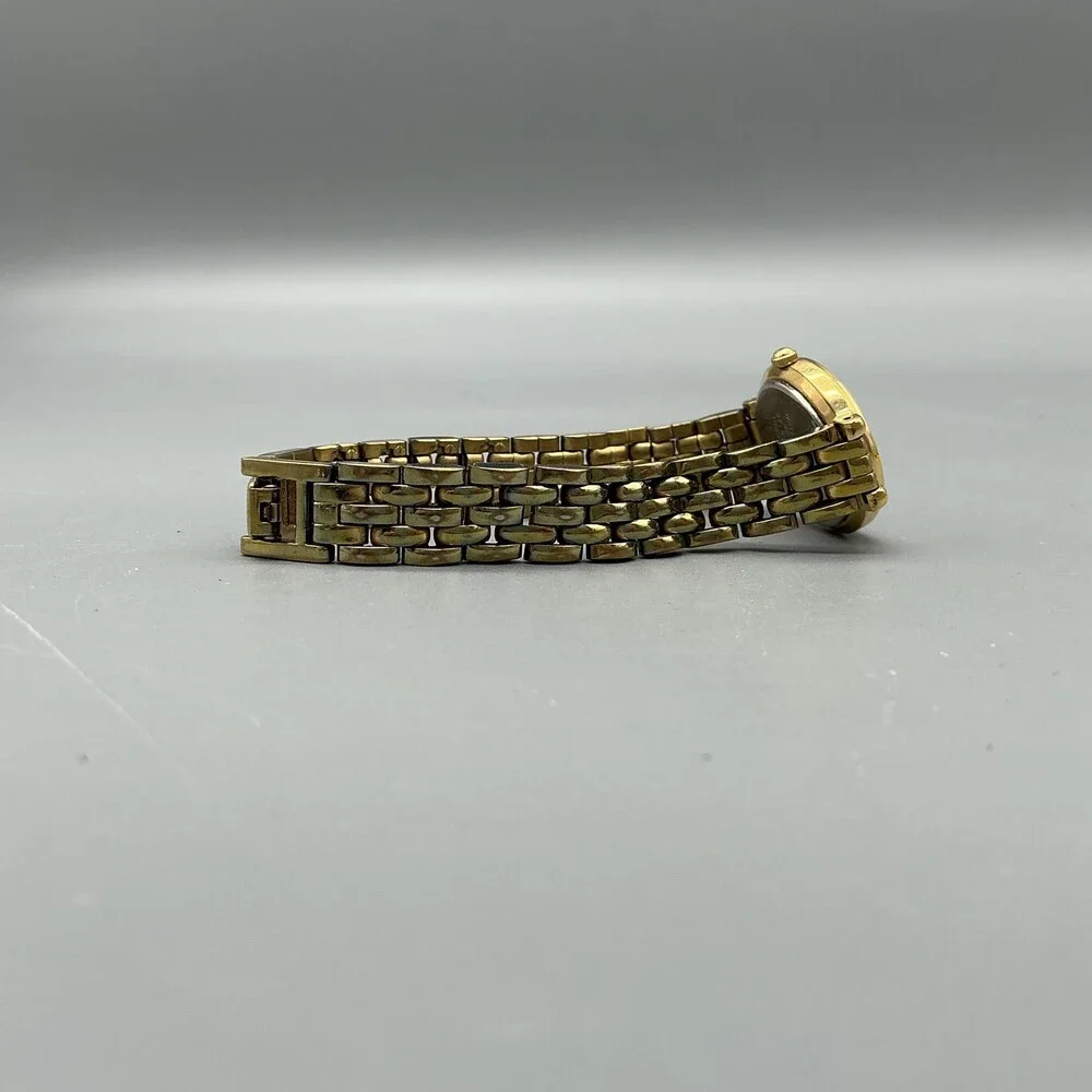 Vintage Seiko Womens Watch 21mm Black Dial Gold Tone 1N00-0D29 New Battery 6.5